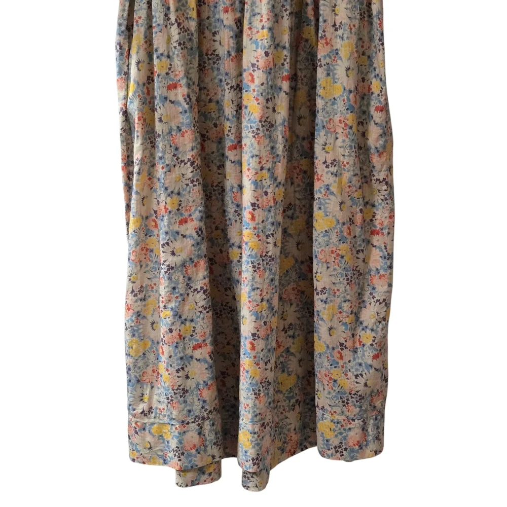 THE GREAT Floral Bonnet Midi Cotton Dress Spring Bloom Pockets Medium Like New